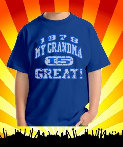 YOUTH His/Her - Gildan Cotton T-shirt - 1978 My Grandma is GREAT! Design Zoom
